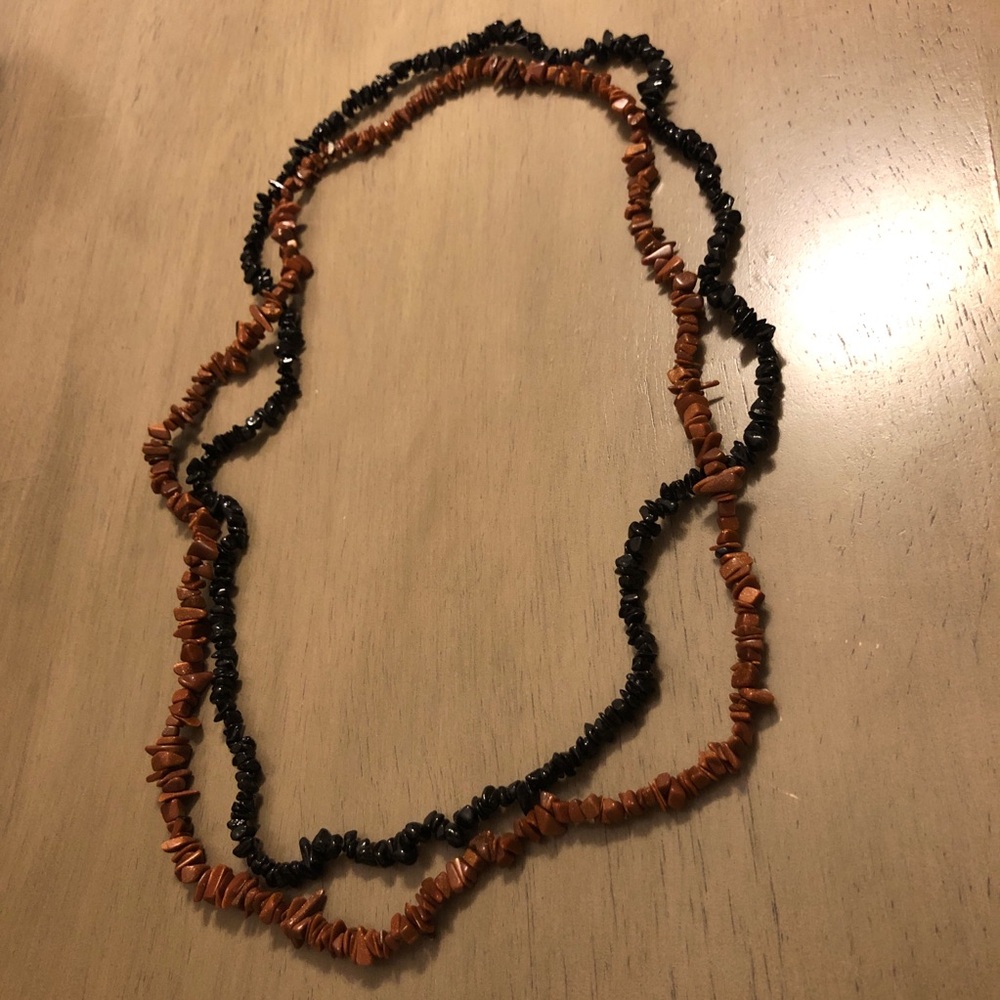 Elegant Black and Brown Beaded Rock Stone Necklace